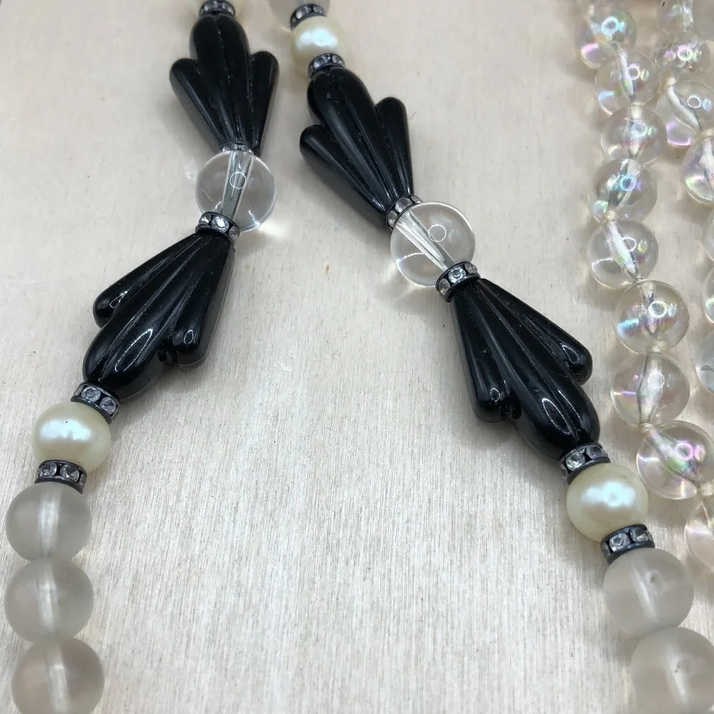 Curated bundle acrylic-lucite vintage necklaces, lot 3 layered look, statement.